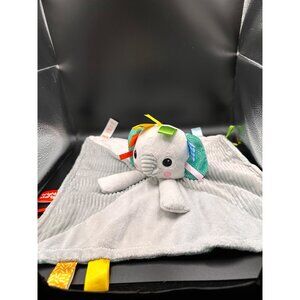 Bright Starts Elephant Lovey Security Blanket Tags Ribbons Grey Plush Stuffed‎